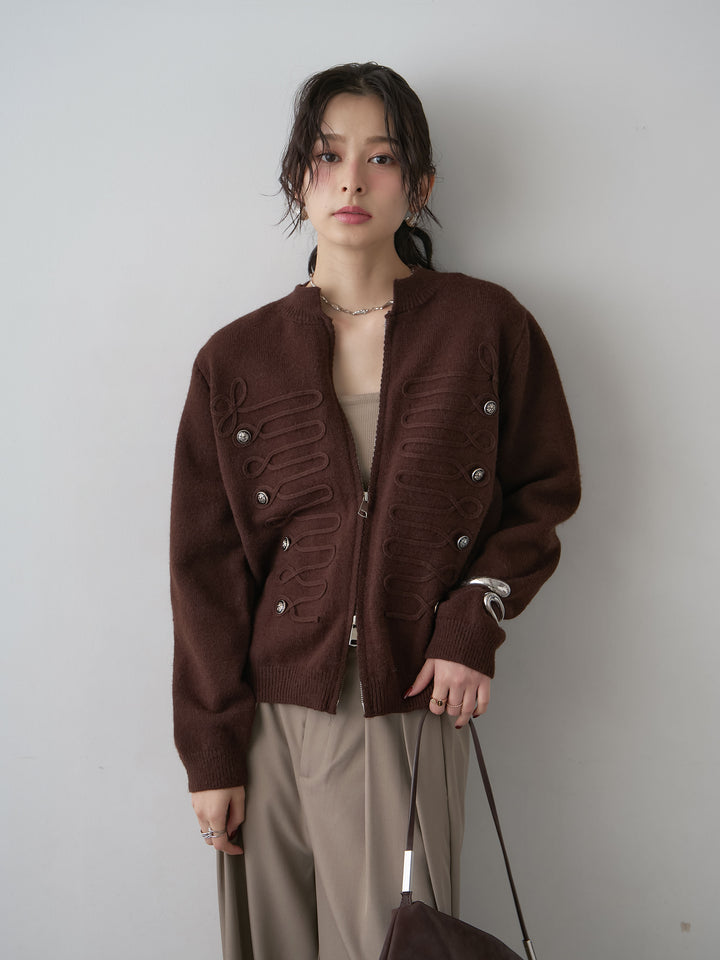 [予約]ナポレオンWジップニットカーディガン/brown