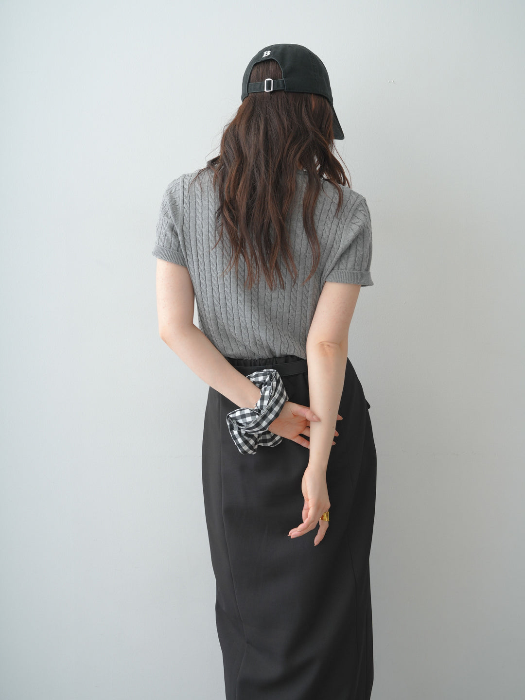 [SET]ヘンリーケーブルハーフニットトップス+選べるアクセセット(2set)