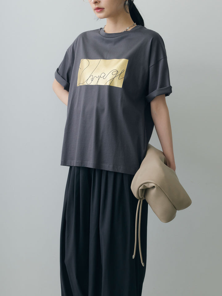 [予約]箔プリントボックスTEE/charcoal