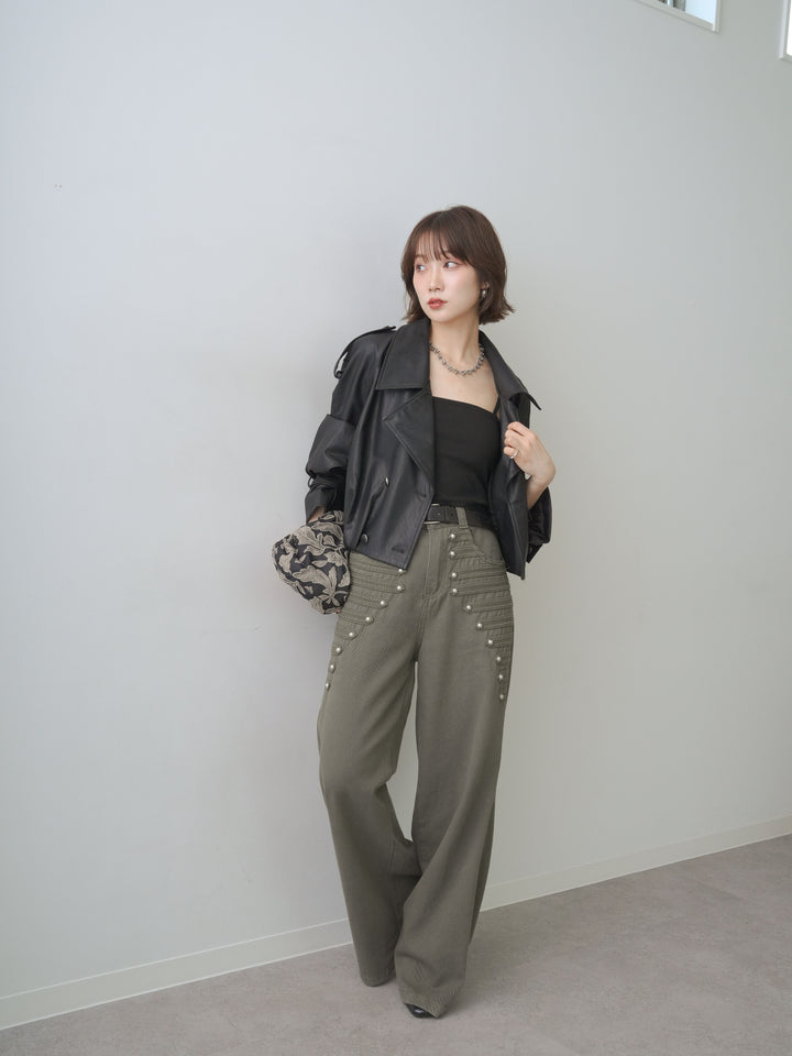 [SET]レザークロップブルゾン+レザークロップブルゾン(2set)