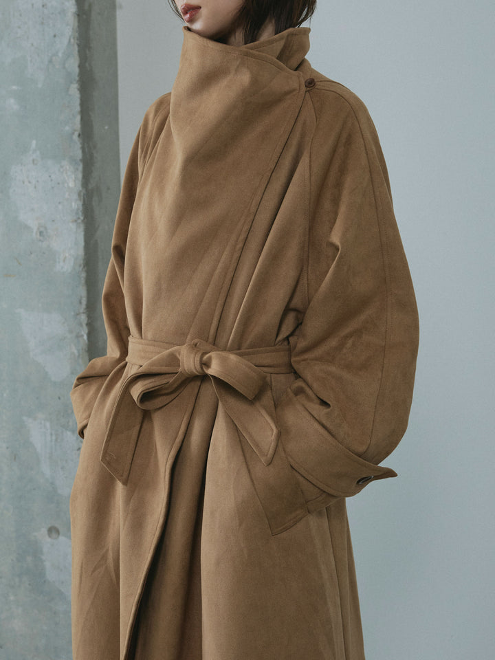 【Allure】[SET]レザーカラースウェードロングコート+レザーカラースウェードロングコート(2set)