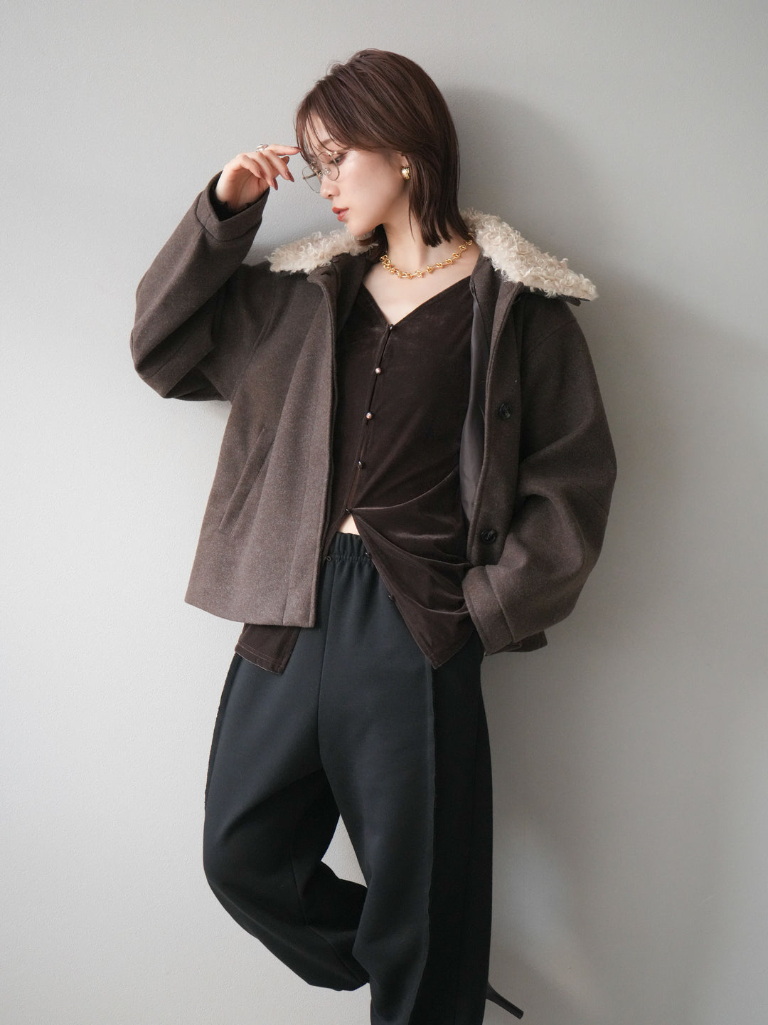 [予約]ロービングボアえりブルゾン/brown