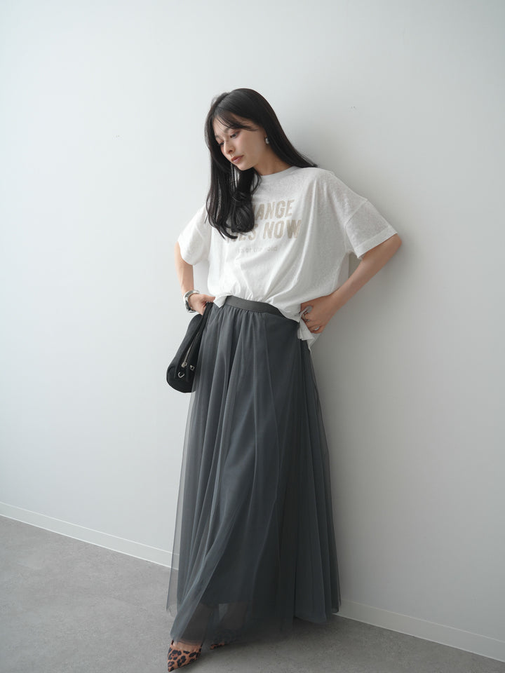 [SET]シアースラブロゴワイドTEE+チュールボリュームスカート(2set)