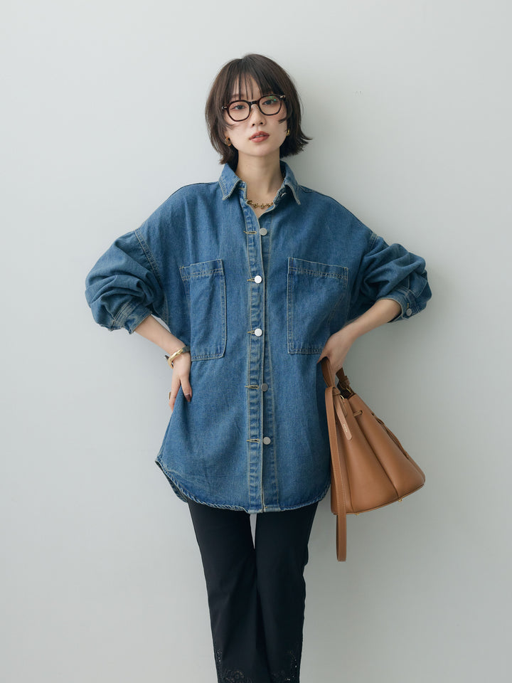 [予約]ビッグポケットデニムオーバーシャツ/denimblue