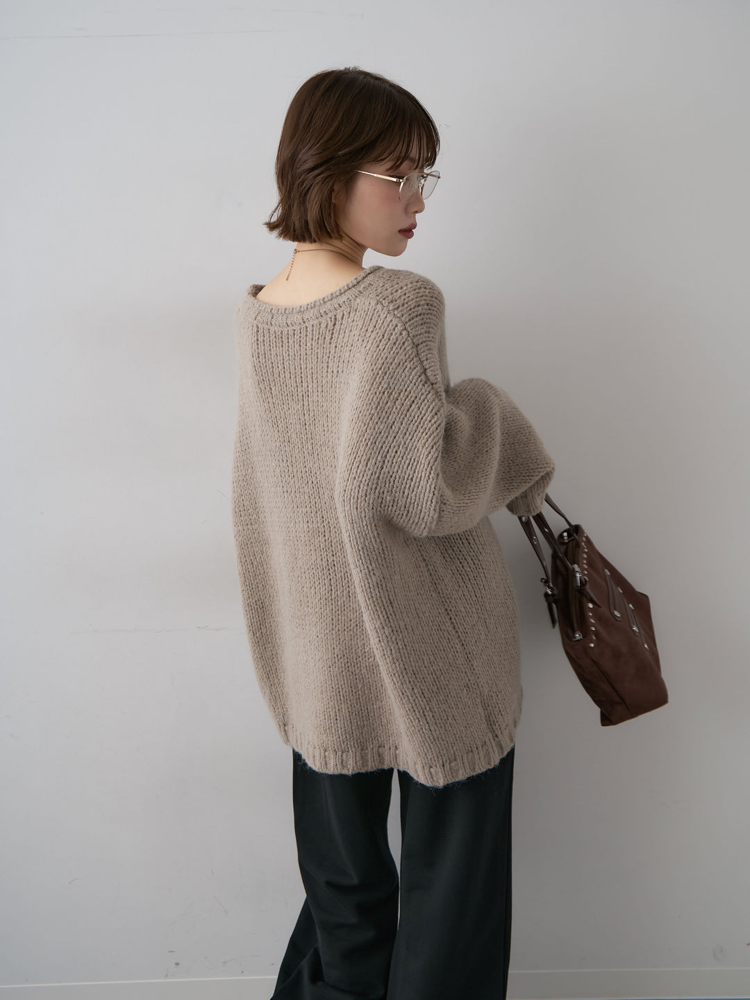 [予約]オーバーサイズドロップショルダーニットプルオーバー/beige