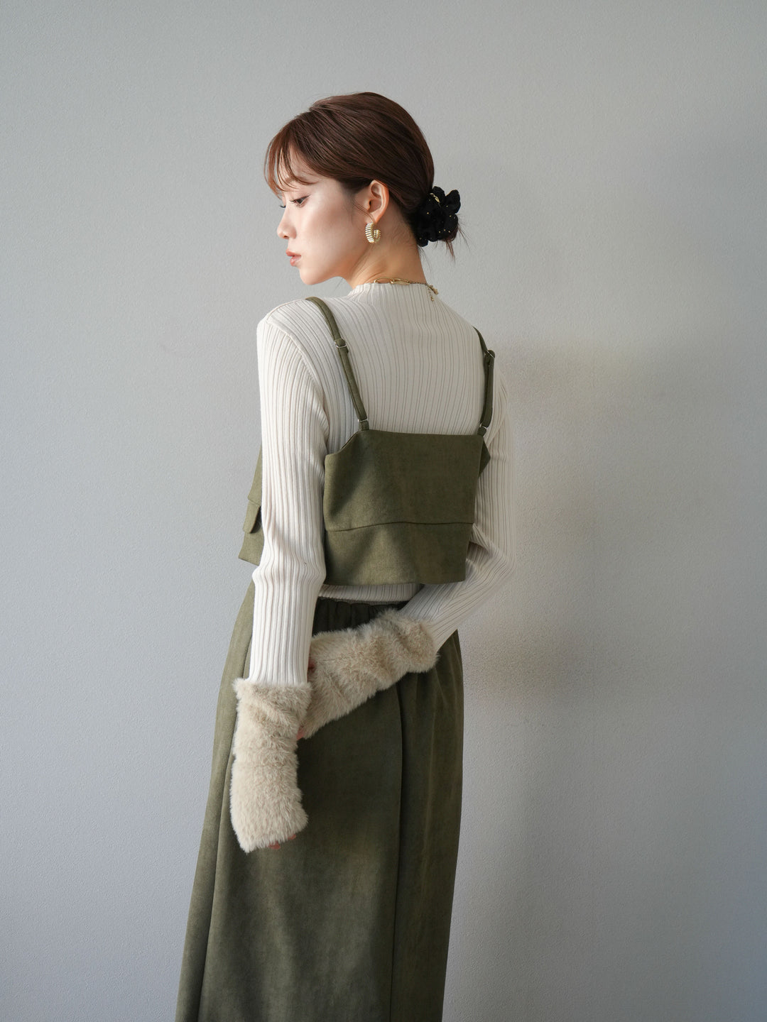 [SET]スウェードビスチェ+スウェードIラインスカート(2set)