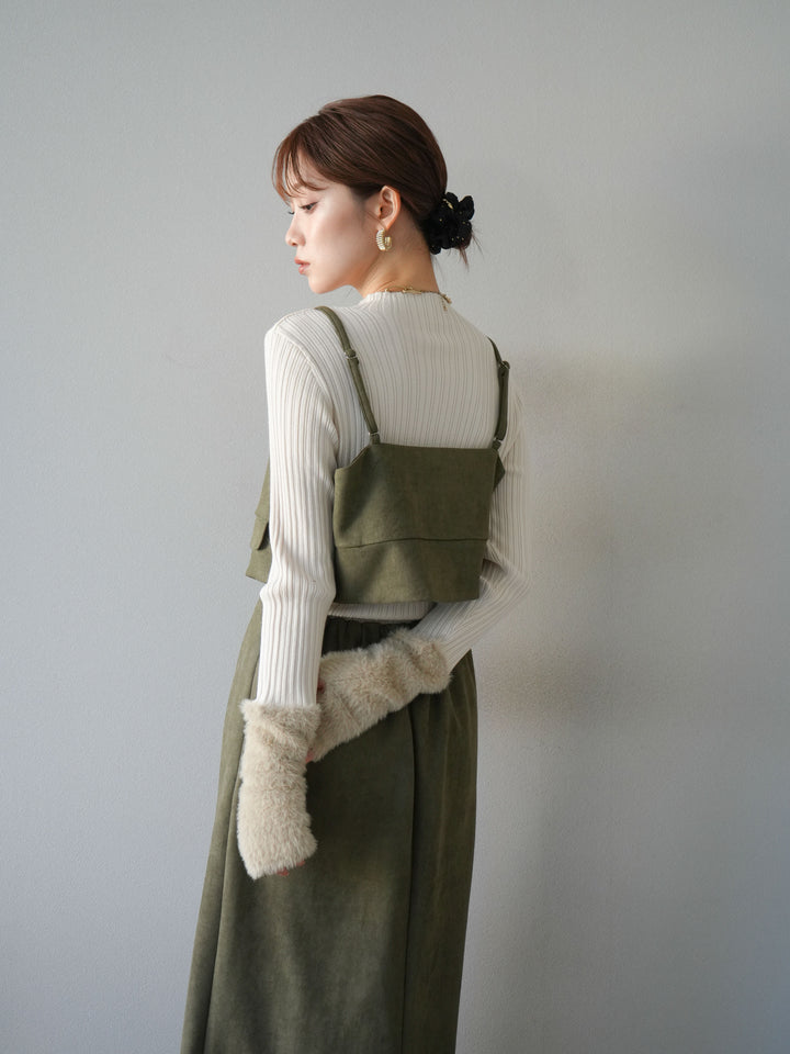 [SET]スウェードビスチェ+スウェードIラインスカート(2set)