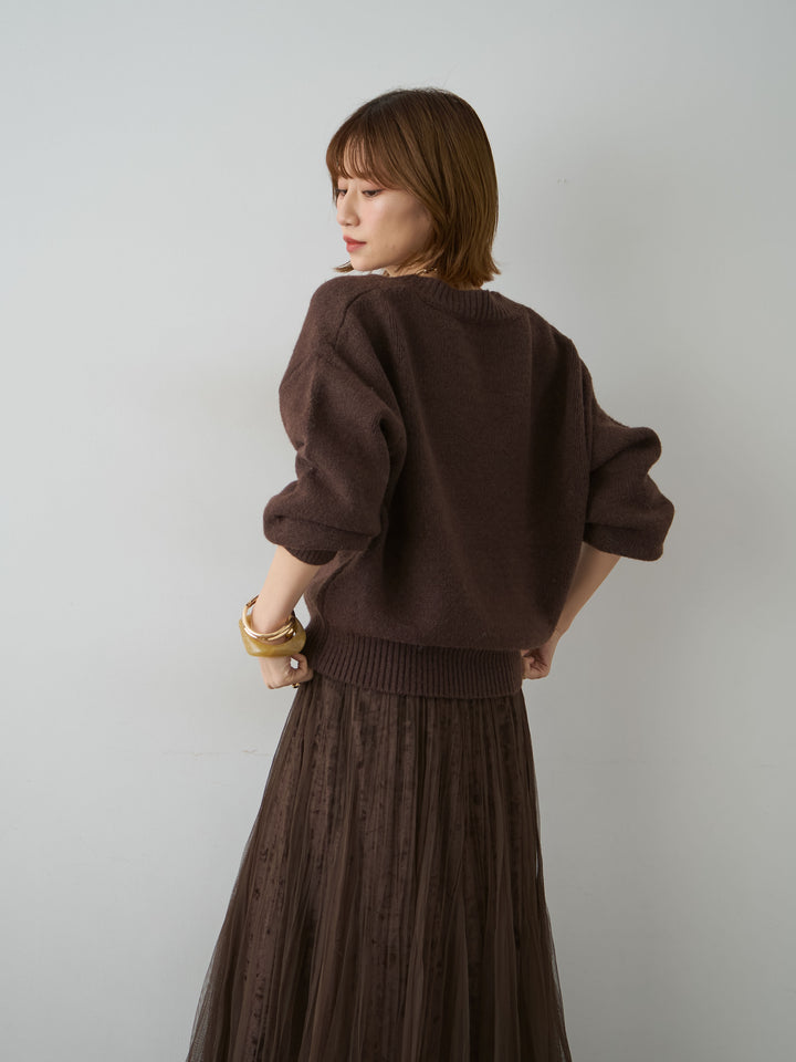 [予約]Vネックワイドショートニット/brown