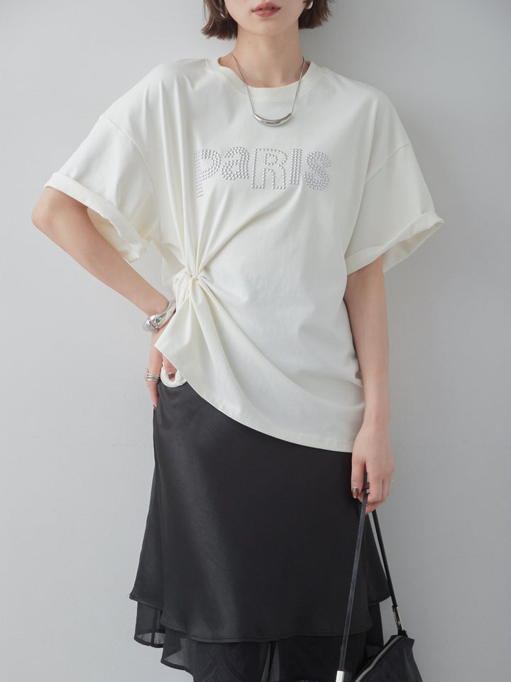 [予約]スタッズロゴTEE/ivory