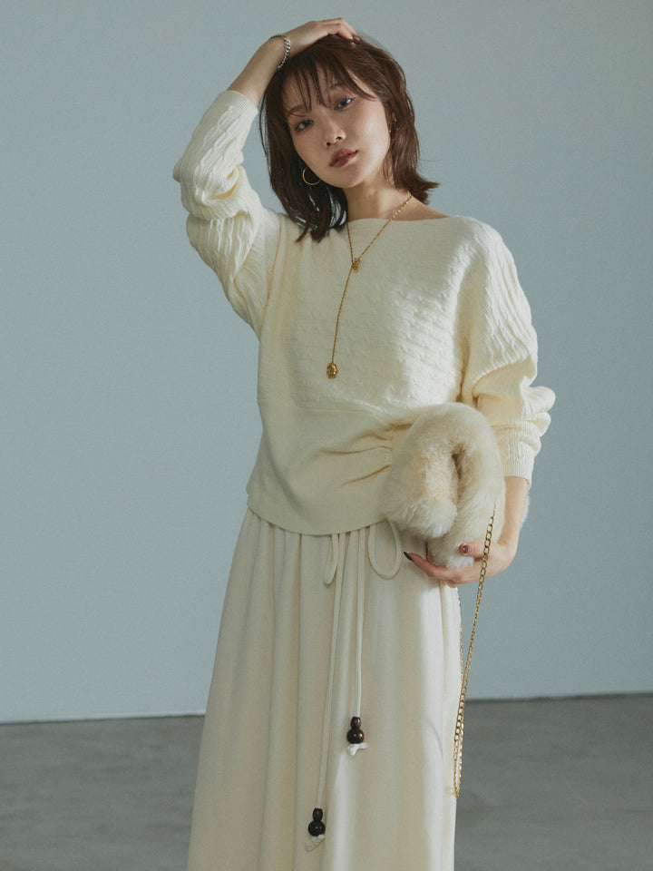 【Allure】[SET]ワンショルケーブル編みニット+ワンショルケーブル編みニット(2set)