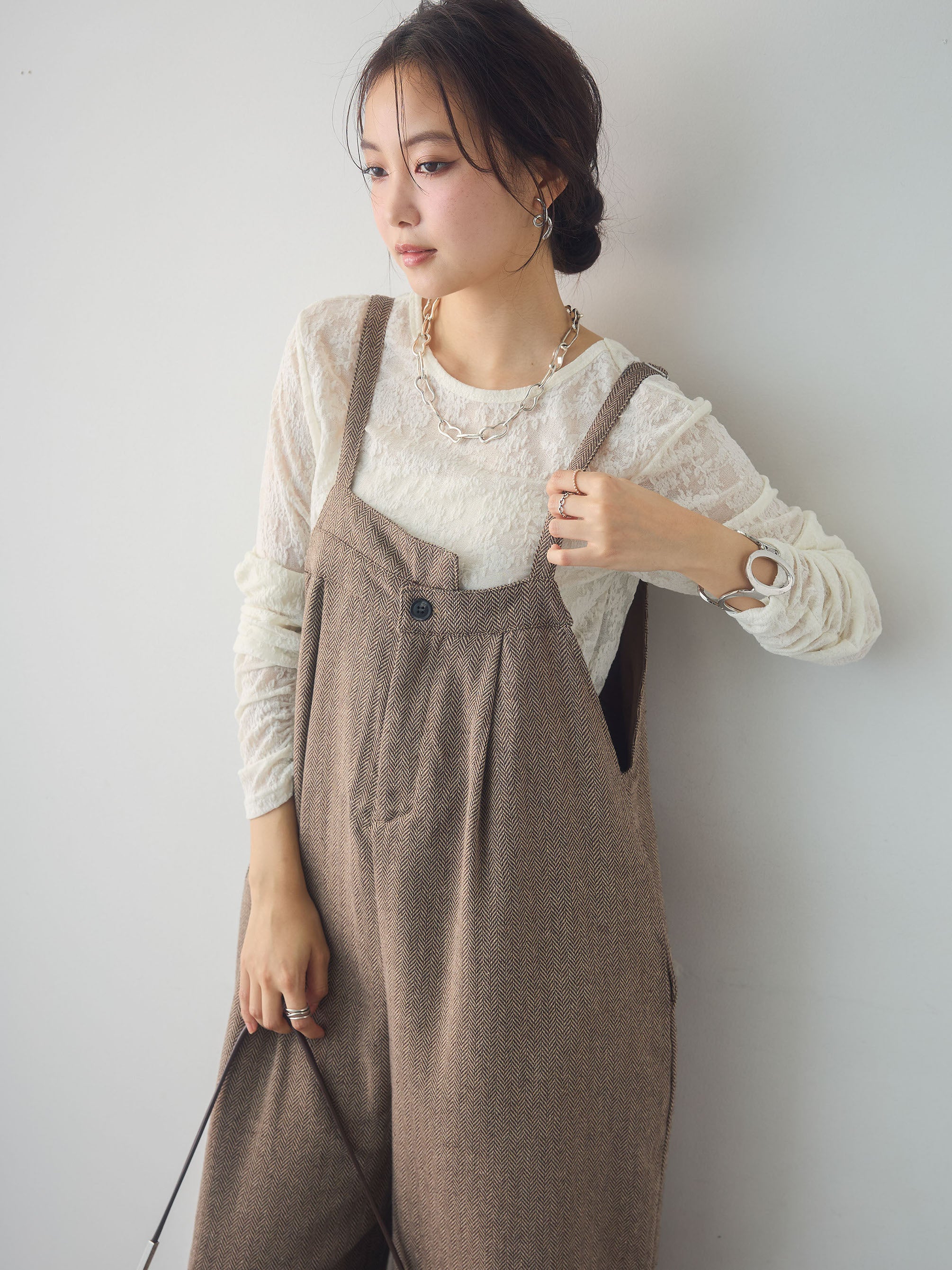 SET]ヘリンボーンサロペット+ヘリンボーンサロペット(2set) – Lumier
