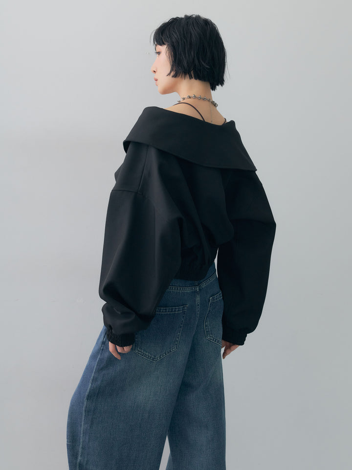 [SET]サイドベルトビッグカラーショートジャケット+カップ付きバッククロスキャミソール(2set)