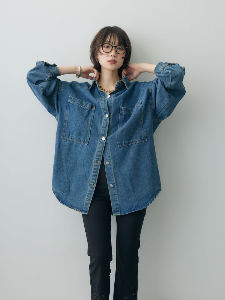 [予約]ビッグポケットデニムオーバーシャツ/denimblue