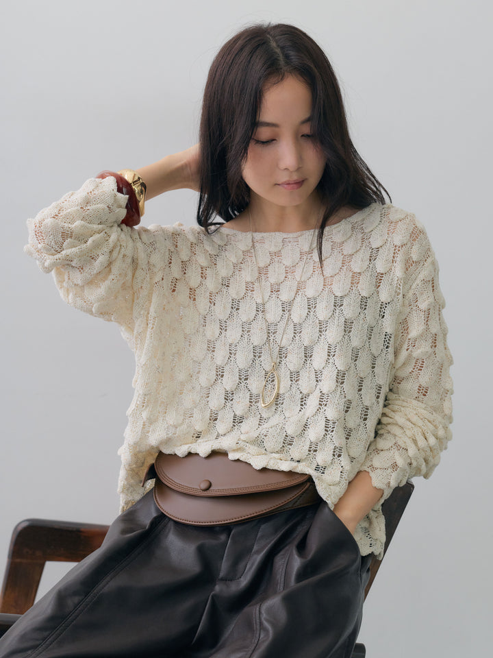 [SET]テクスチャードスカラップニットトップス+テクスチャードスカラップニットトップス(2set)