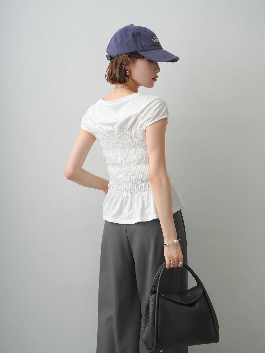 [予約]フレンチスリーブシャーリングトップス/white