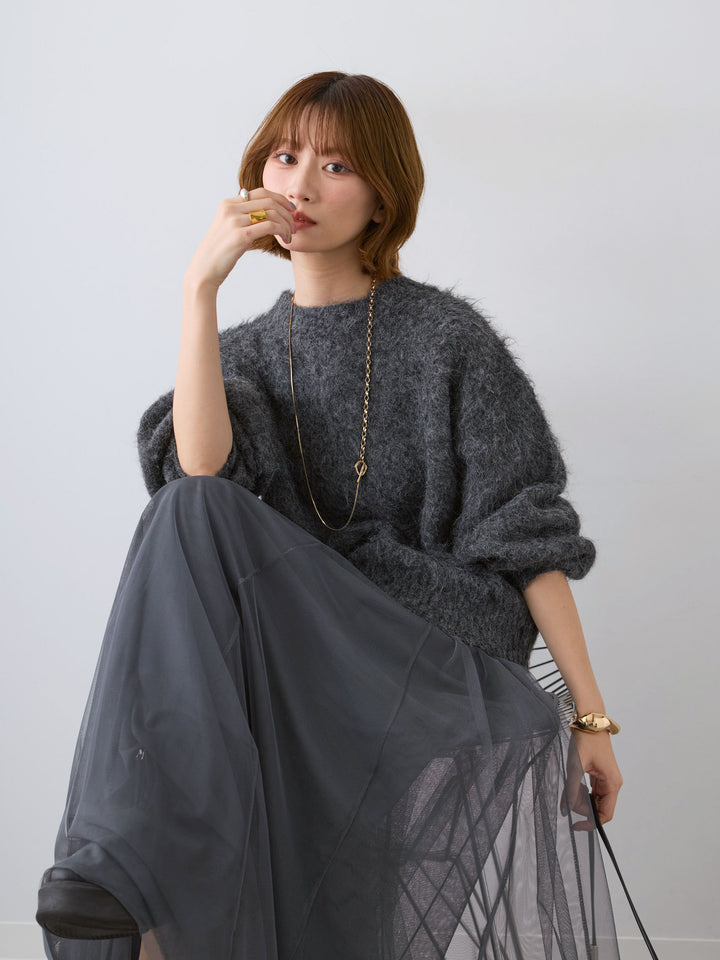 [SET]ソフトシャギーニットプルオーバー+選べるアクセセット(2set)