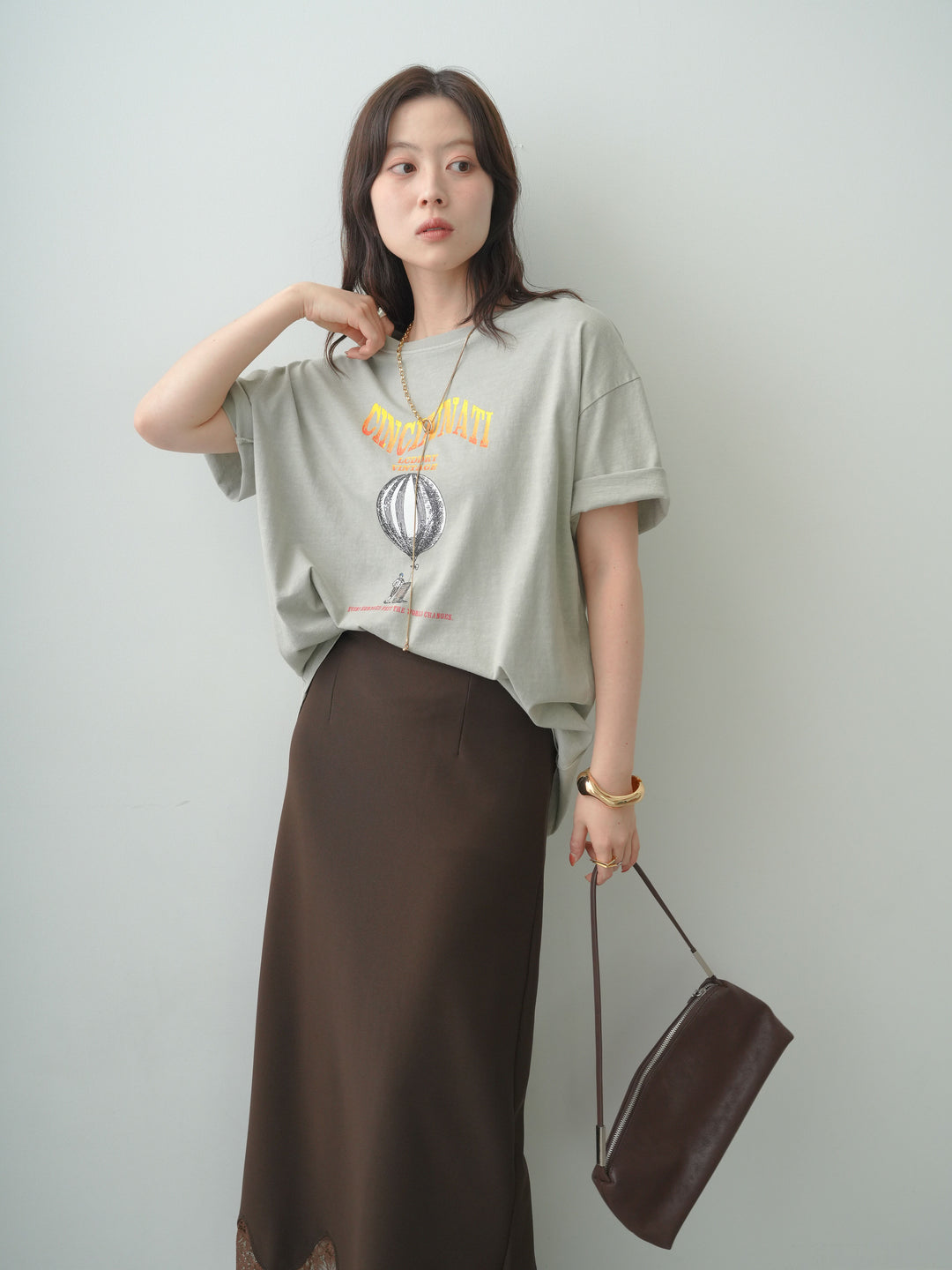 [予約]ヴィンテージライクプリントオーバーTEE/grayishbeige