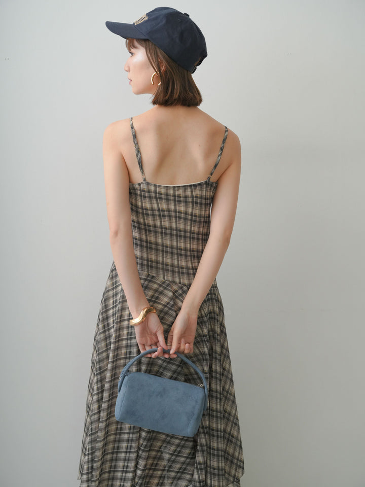 【套裝】格紋不對稱吊帶連身裙 + 配件套裝（2 套可選）