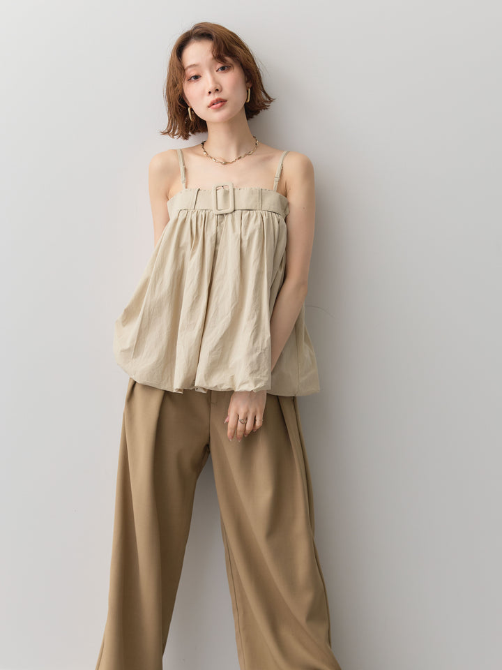 [予約]バックル付バルーンキャミトップス/beige
