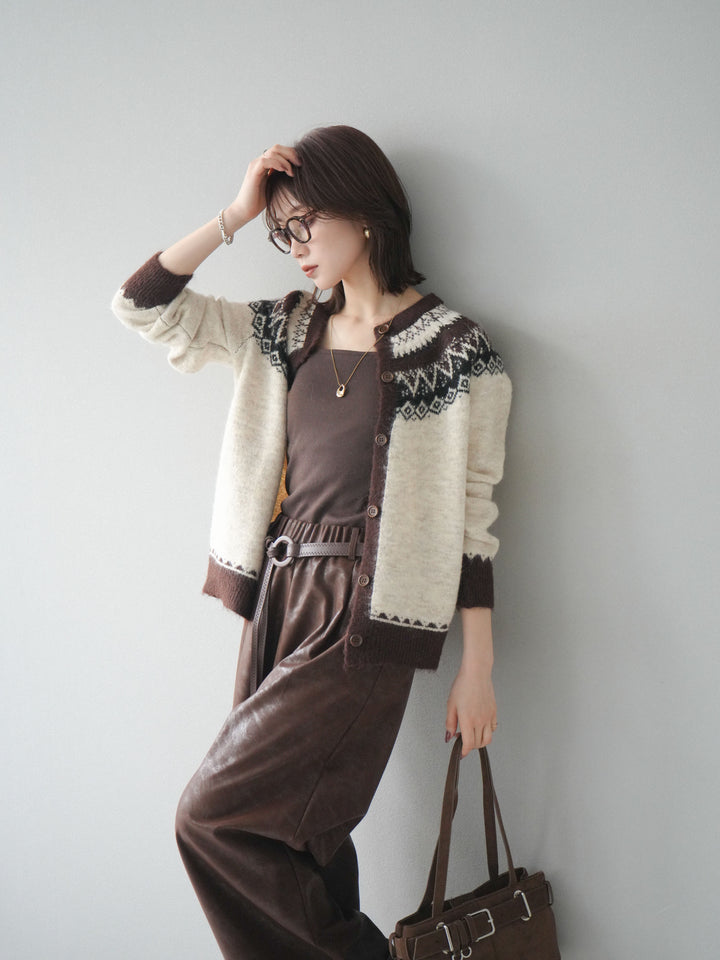 [予約]ノルディック柄ニットカーディガン/ivory