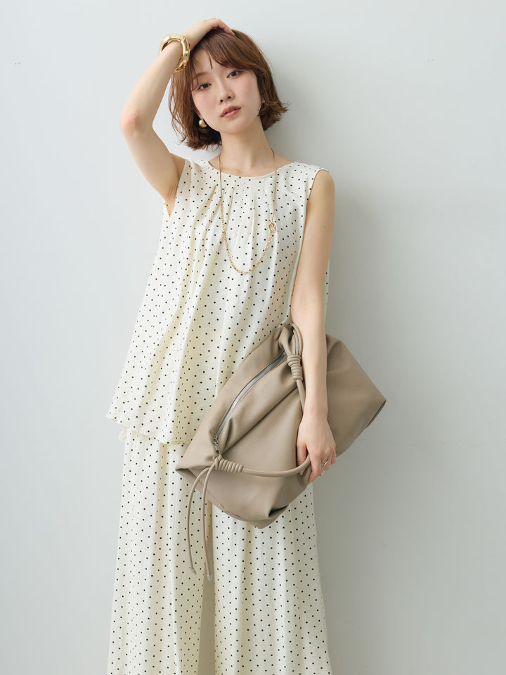 [予約]ドットバックツイストブラウス/white