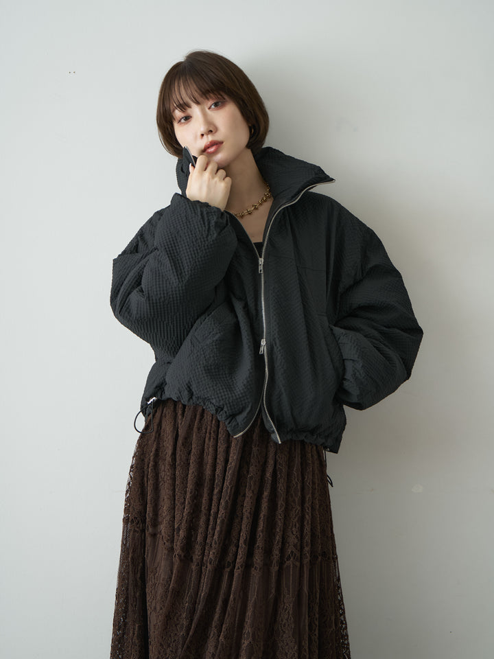[SET]スタンドカラーショートパフジャケット+選べるアクセセット(2set)
