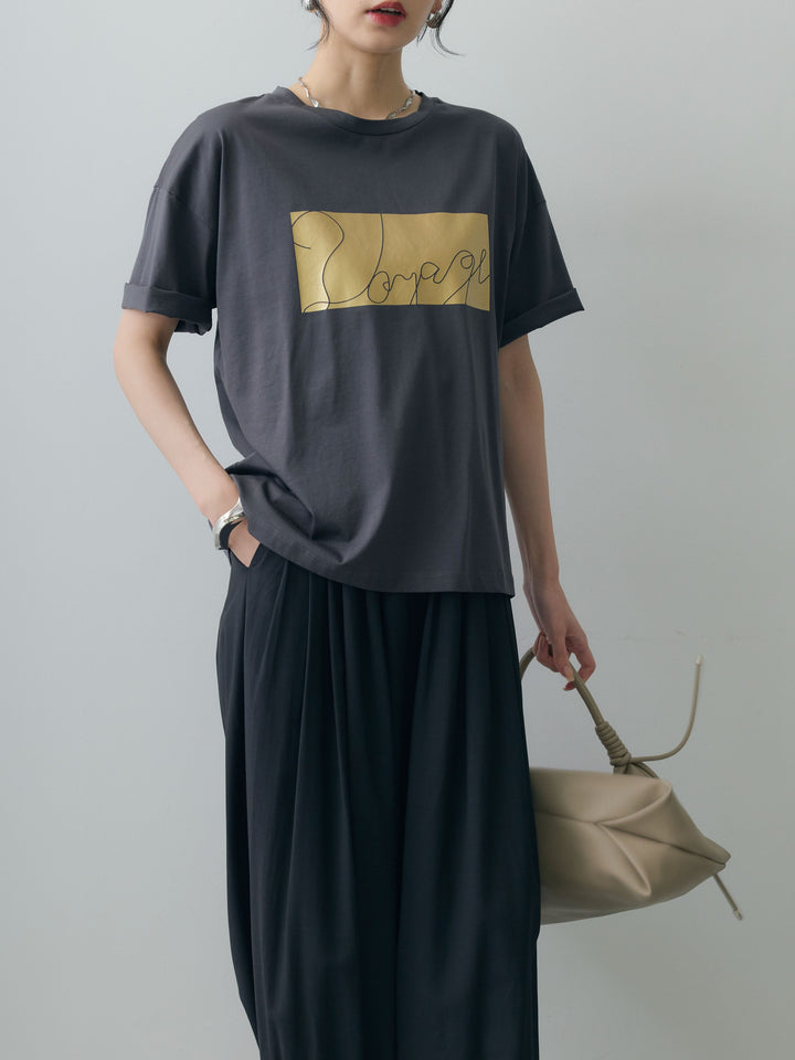 [SET]箔プリントボックスTEE+カフヘムタックコクーンパンツ(2set)