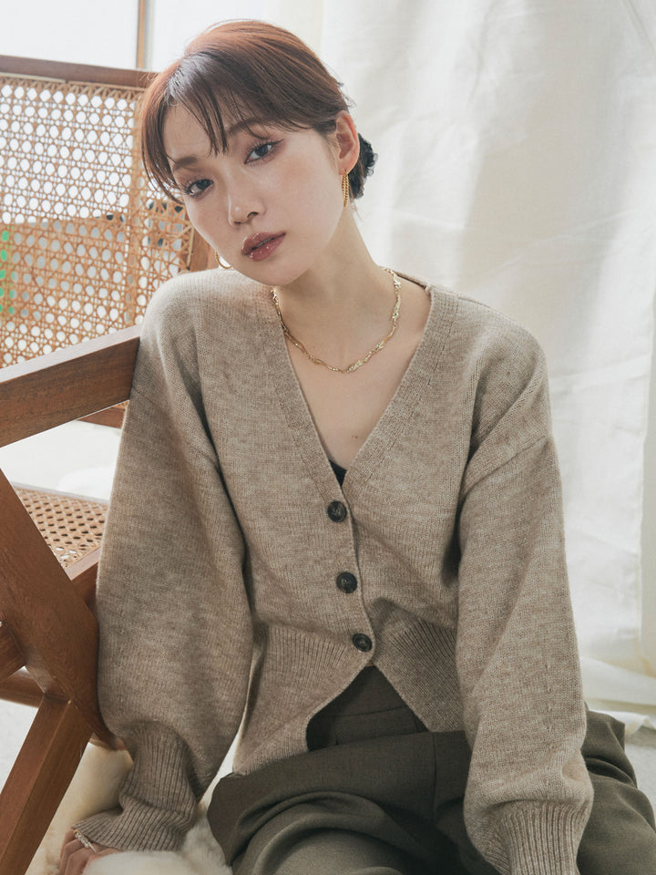 【Allure】[SET]アルパカタッチVネックカーディガン+アルパカタッチVネックカーディガン(2set)