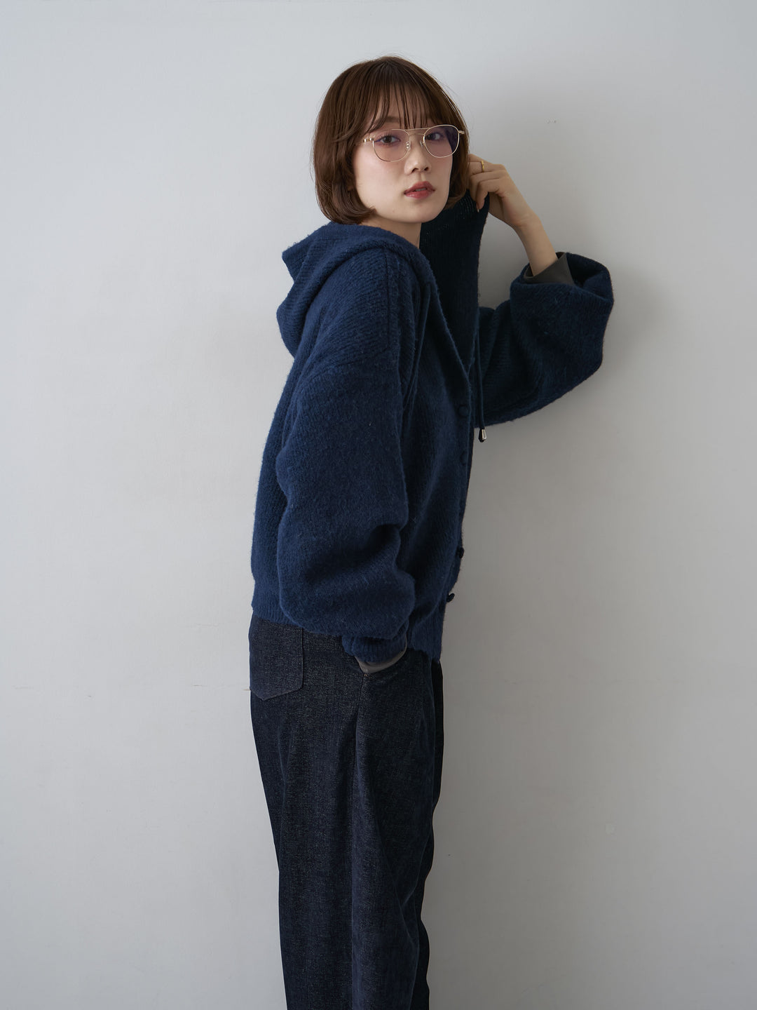 [SET]アルパカタッチソフトリブフードニットトップス+アルパカタッチソフトリブフードニットトップス(2set)