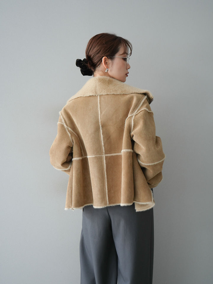 [予約]スタンドカラームートンZIPジャケット/beige