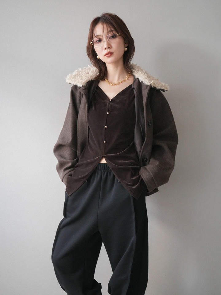 [予約]ロービングボアえりブルゾン/brown