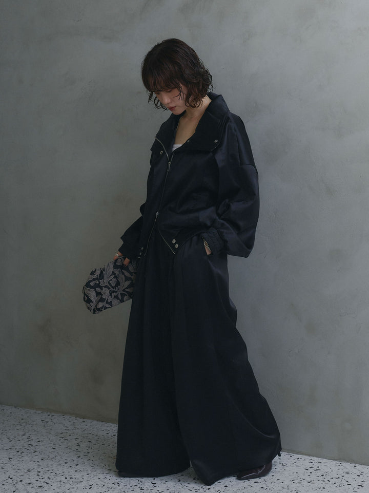 [予約]サテンZIPブルゾン/black