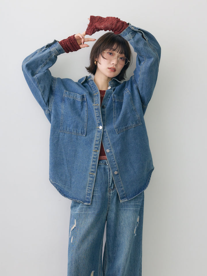 [予約]ビッグポケットデニムオーバーシャツ/denimblue