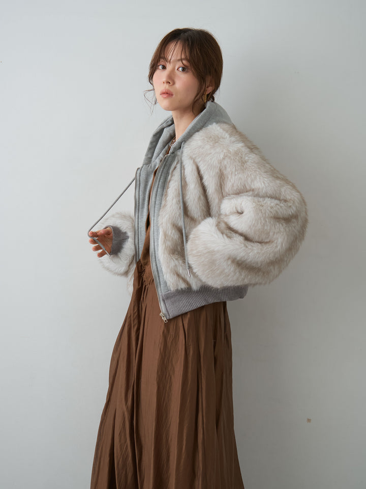 [予約]スウェードタッチ切り替えフレアワンピース/brown