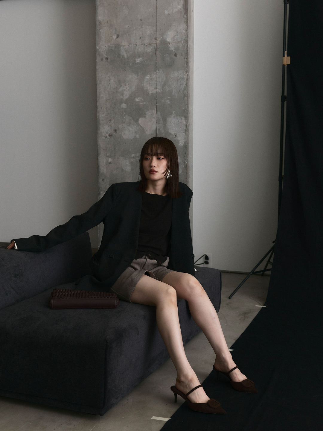 【Allure】[SET]シャツカフスフロントスリットニットプルオーバー+シャツカフスフロントスリットニットプルオーバー(2set)