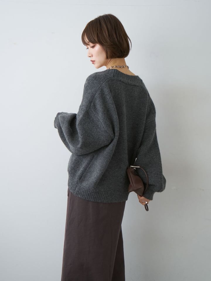 [SET]ダブルポケットオーバーニットカーディガン+ダブルポケットオーバーニットカーディガン(2set)