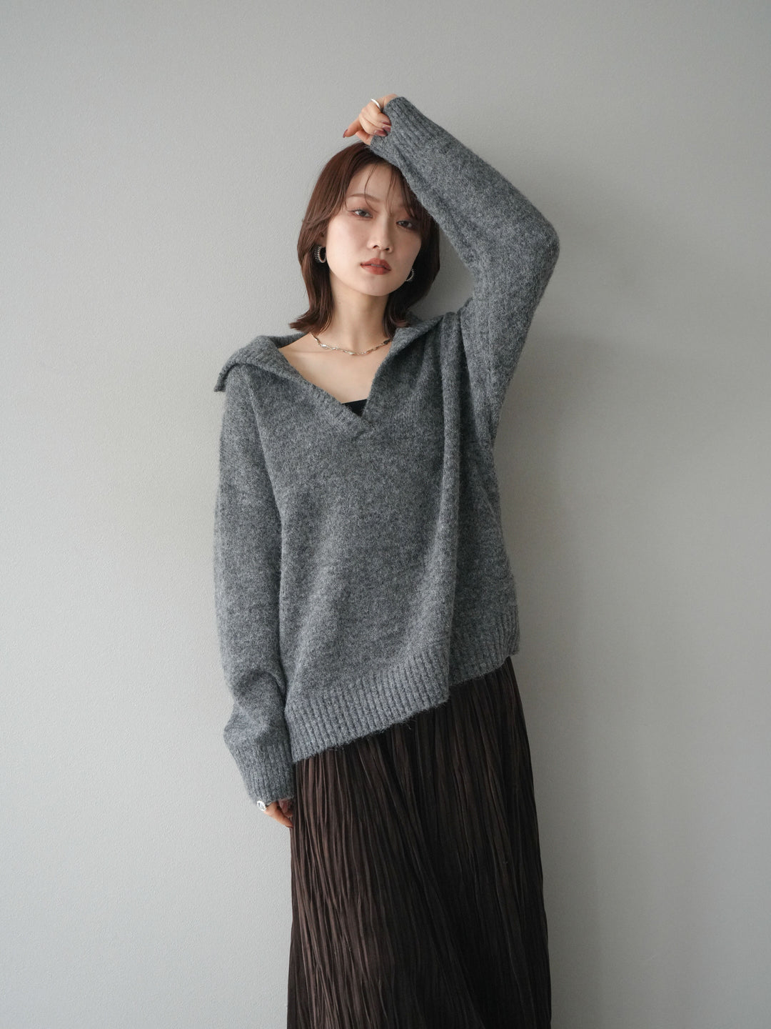 [SET]スキッパーニットプルオーバー+選べるアクセセット(2set)