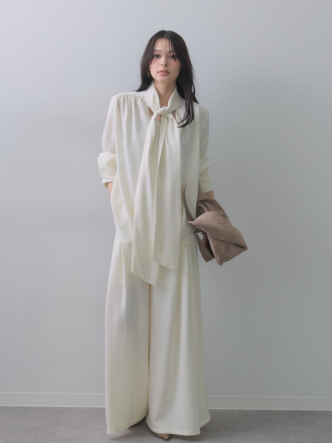 [SET]タイドレープブラウス＆ワイドパンツSET UP