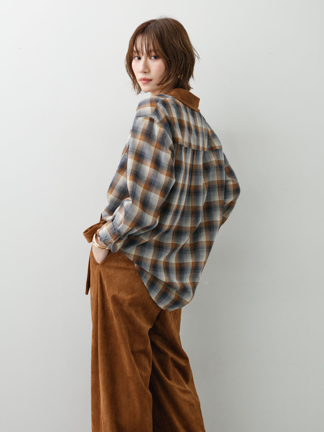 [SET]チェックオーバーシャツ+選べるアクセセット(2set)