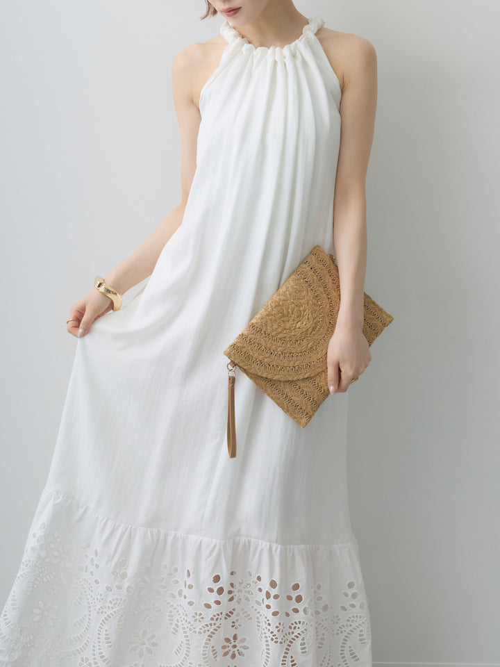 [予約]スカラップヘムカットワークレースキャミワンピース/white