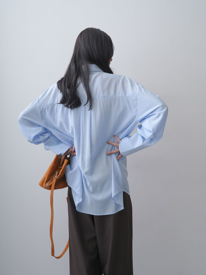 [予約]ドレープダブルポケットオーバーシャツ/blue