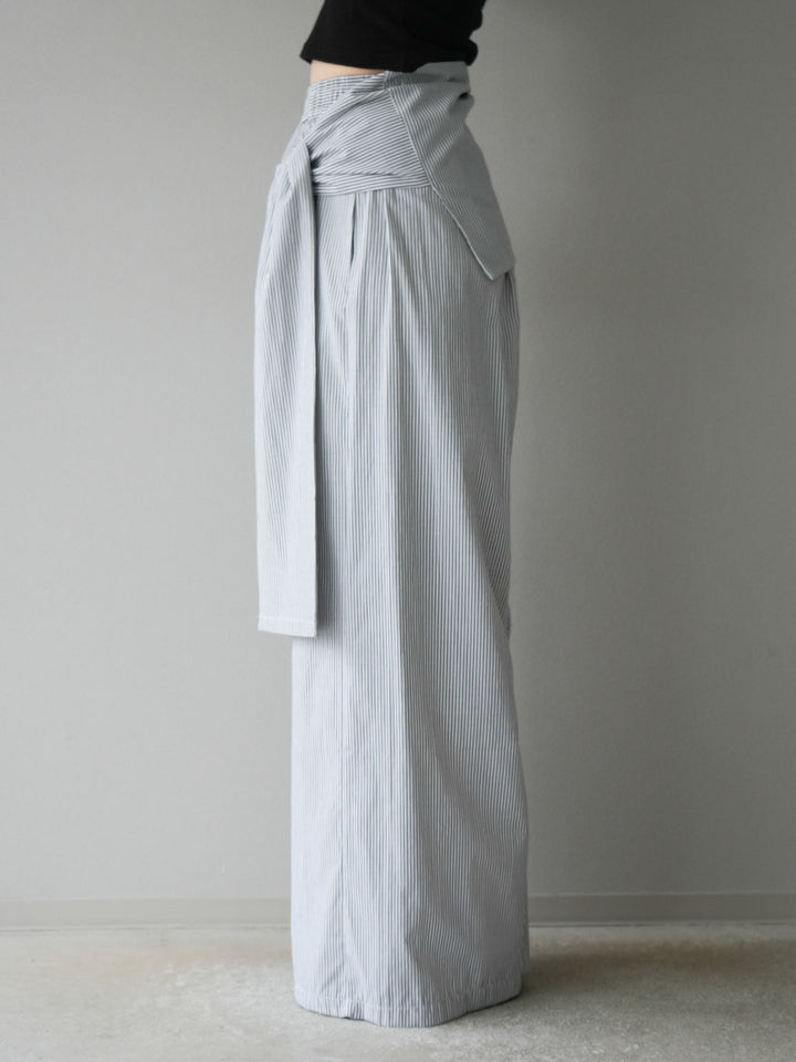 【預購】條紋休閒褲帶皮帶/黑條紋