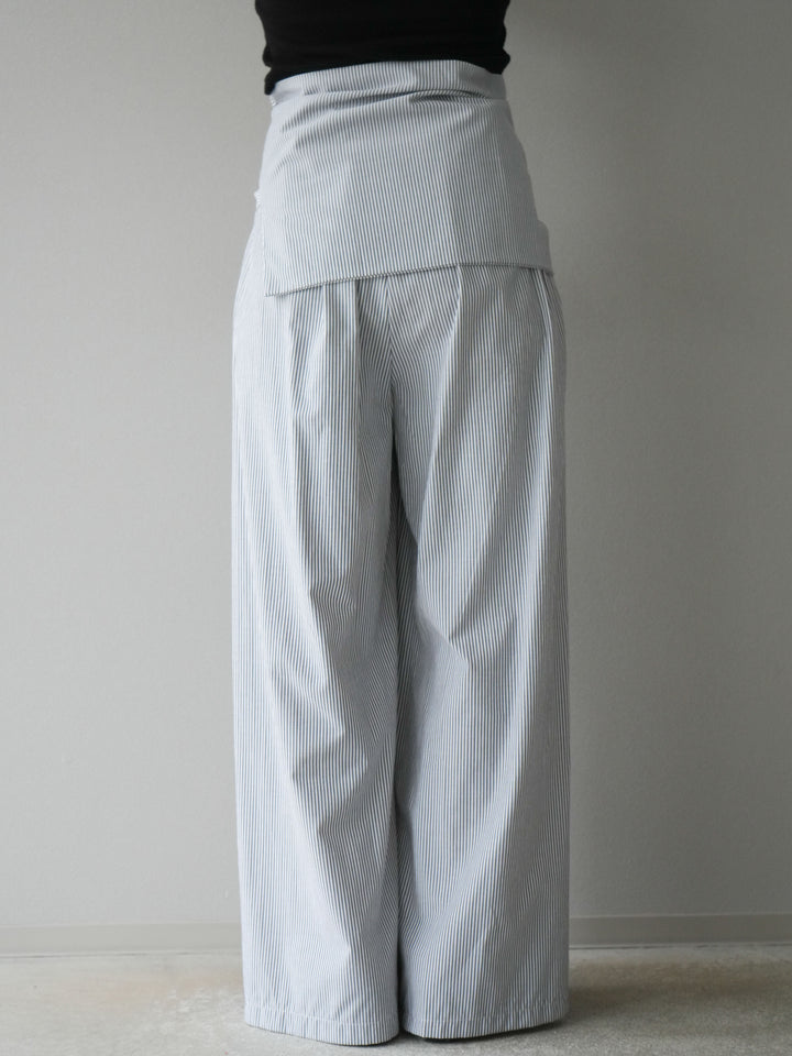 【預購】條紋休閒褲帶皮帶/黑條紋