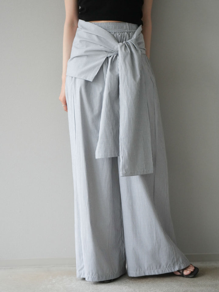 【預購】條紋休閒褲帶皮帶/黑條紋