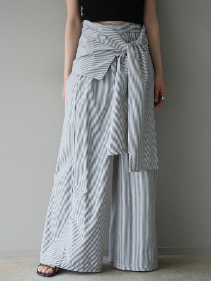 【預購】條紋休閒褲帶皮帶/黑條紋