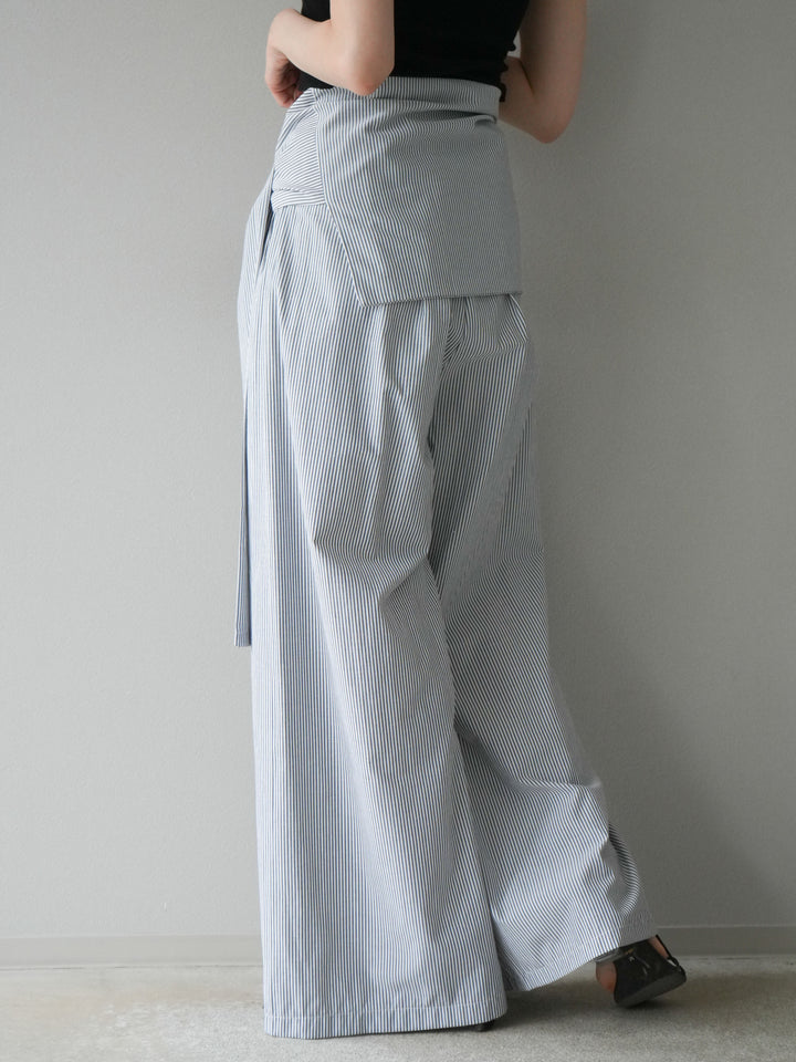 【預購】條紋休閒褲帶皮帶/黑條紋