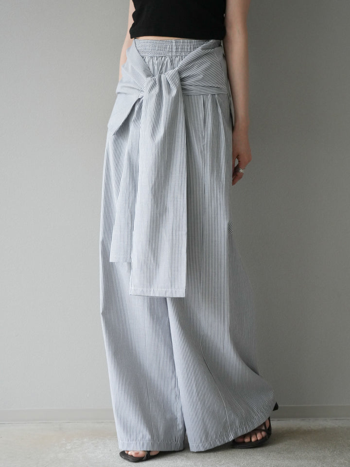 【預購】條紋休閒褲帶皮帶/黑條紋