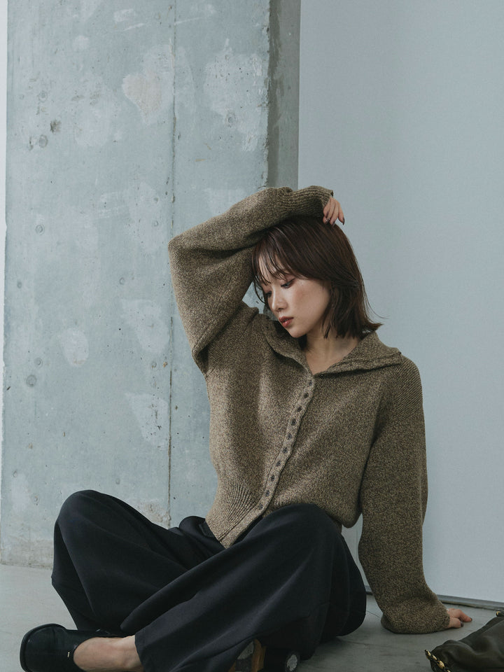 【Allure】[SET]ミックスハイネックカーディガン+ミックスハイネックカーディガン(2set)