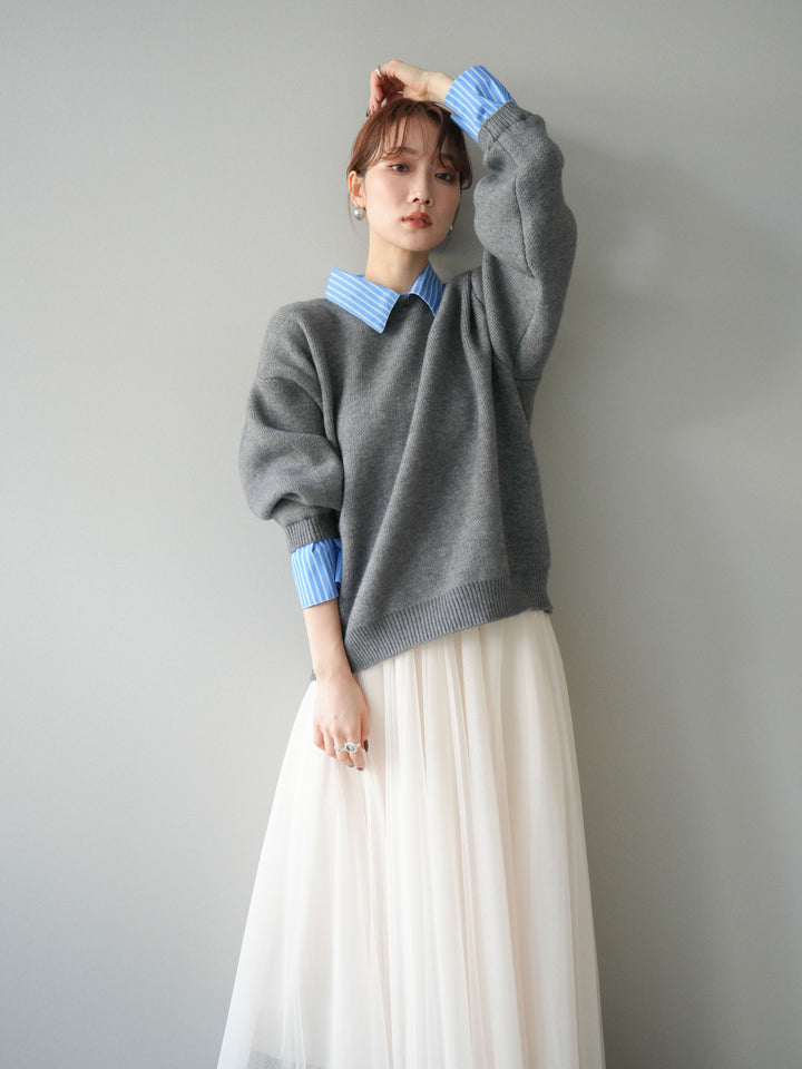 [予約]2WAY襟ニットプルオーバー/gray
