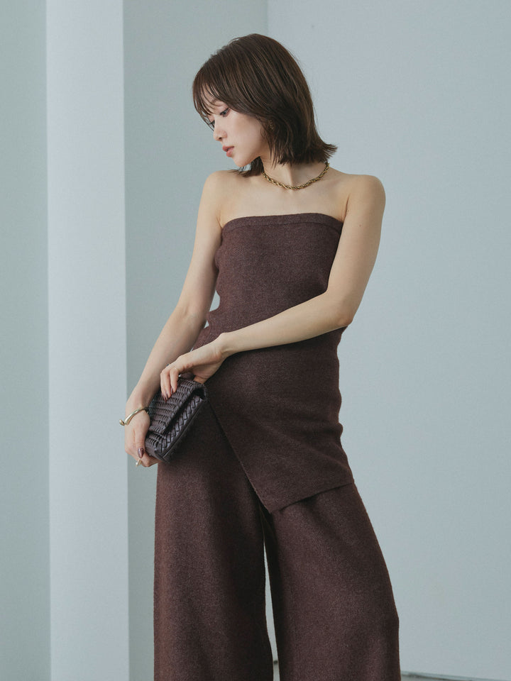 【Allure】[SET]ニットベアトップ＆ワイドパンツSET UP